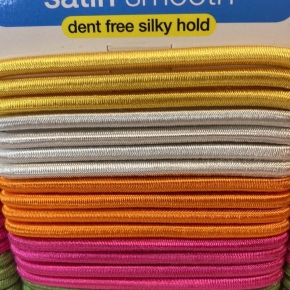 Scunci No Damage Satin Smooth Hair Elastics Pink Blue Green Yellow Black - Picture 3 of 13